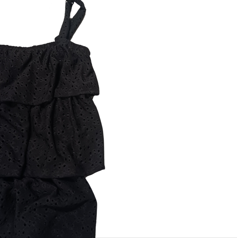 Black Eyelet Tiered Sleeveless Lined Top